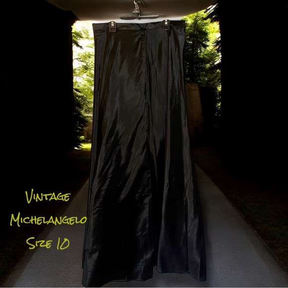 Michelangelo Vintage Skirt Formal Black Satin Maxi Classic Glamour Women’s 10 - Picture 3 of 16